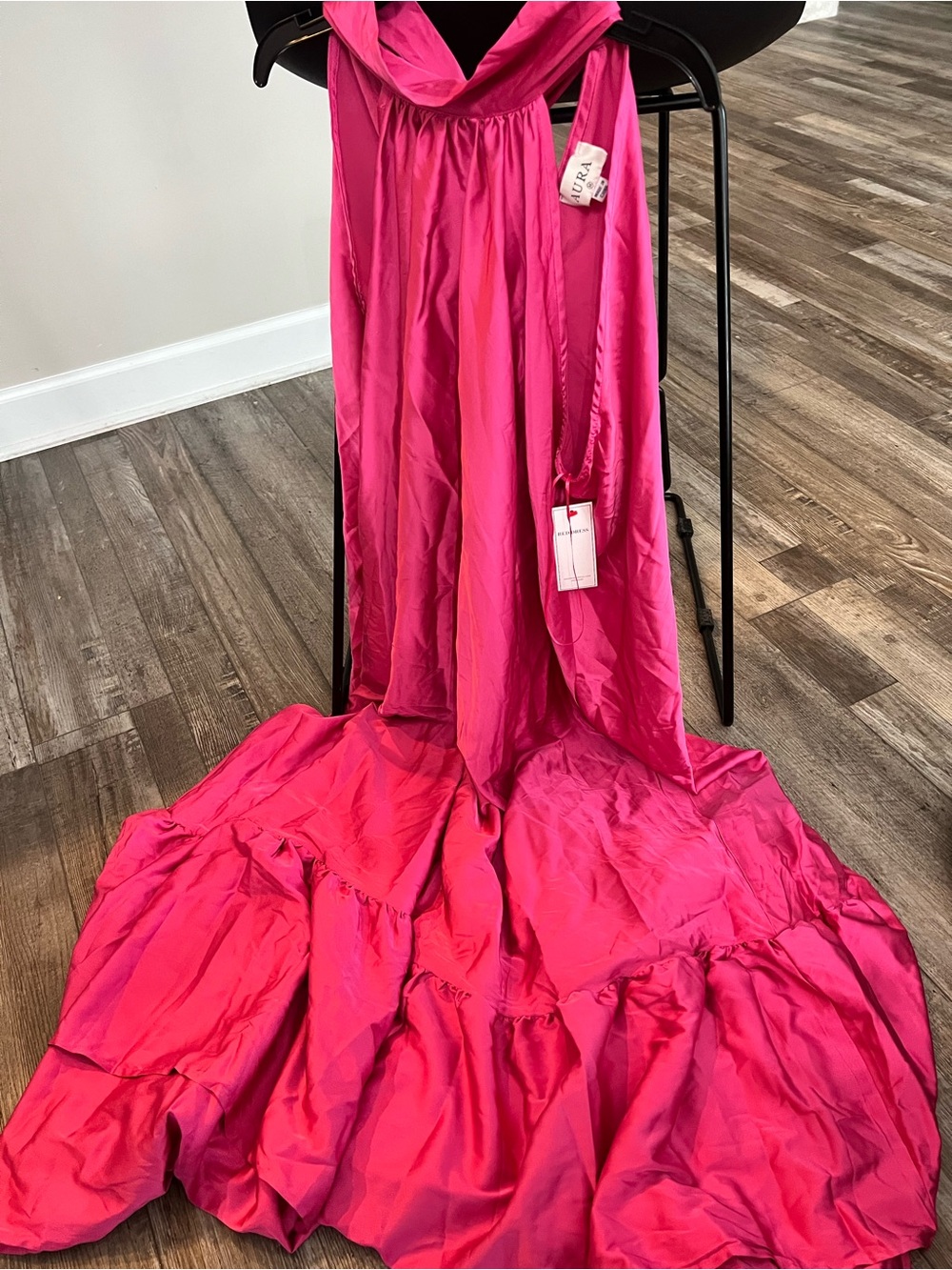 Aura Hot Pink Ruffled Maxi Skirt